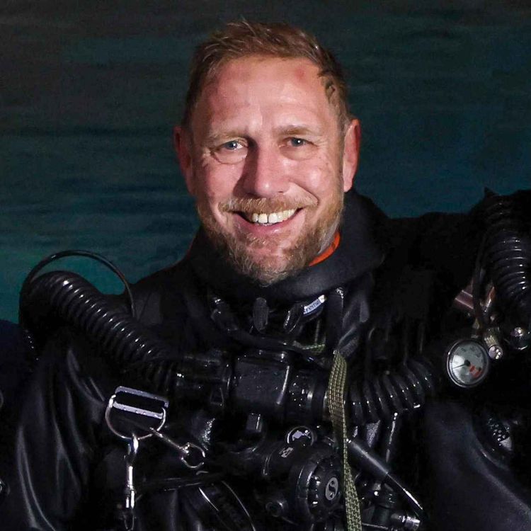 Dr Richard Harris in cave diving gear