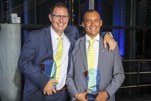 Dr Richard Harris and Dr Craig Challen holding their awards together