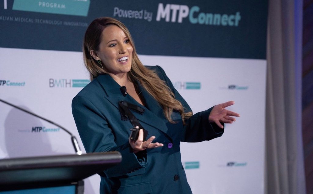 Amanda Johnstone speaking at an MTP Connect event