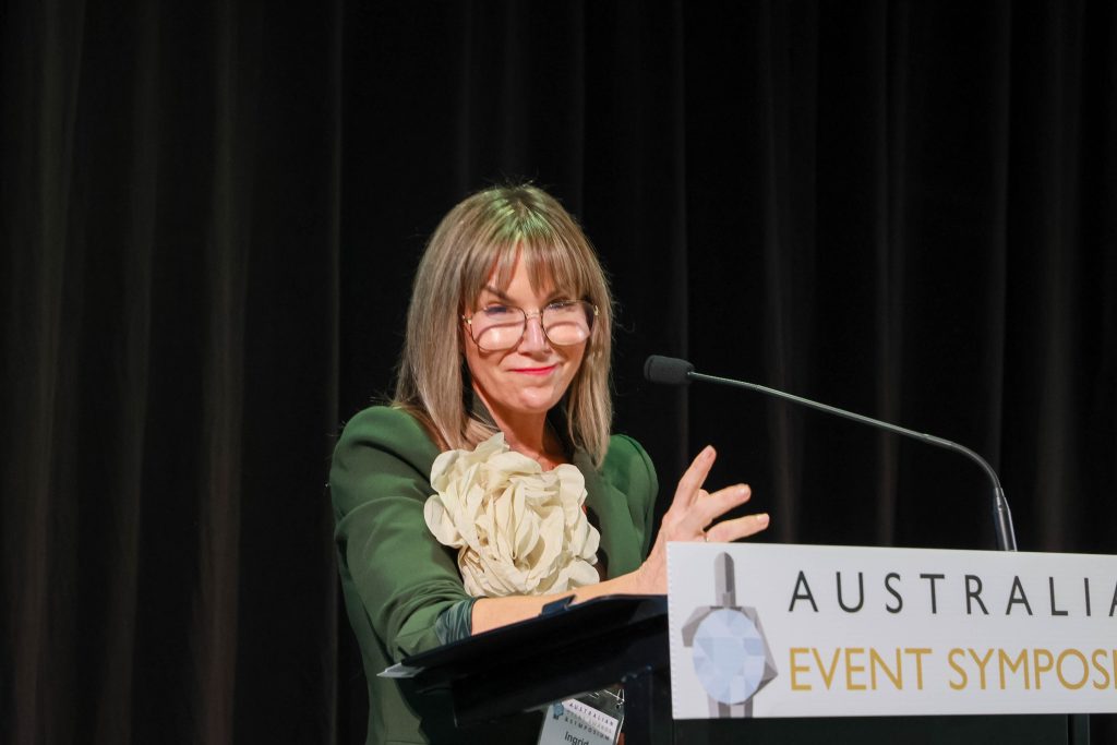 Ingrid Maynard speaking at the Australian Event Symposium