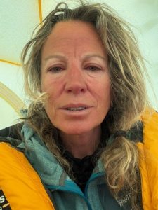 Jen Willis in her tent during the Everest expedition
