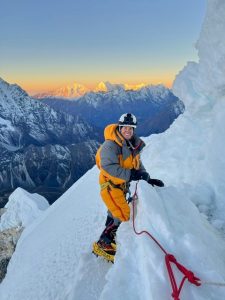 Jen Willis on the Everest ridge at sunrise