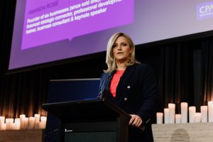 Amanda Rose presenting at a CPA Australia International Women's Day event