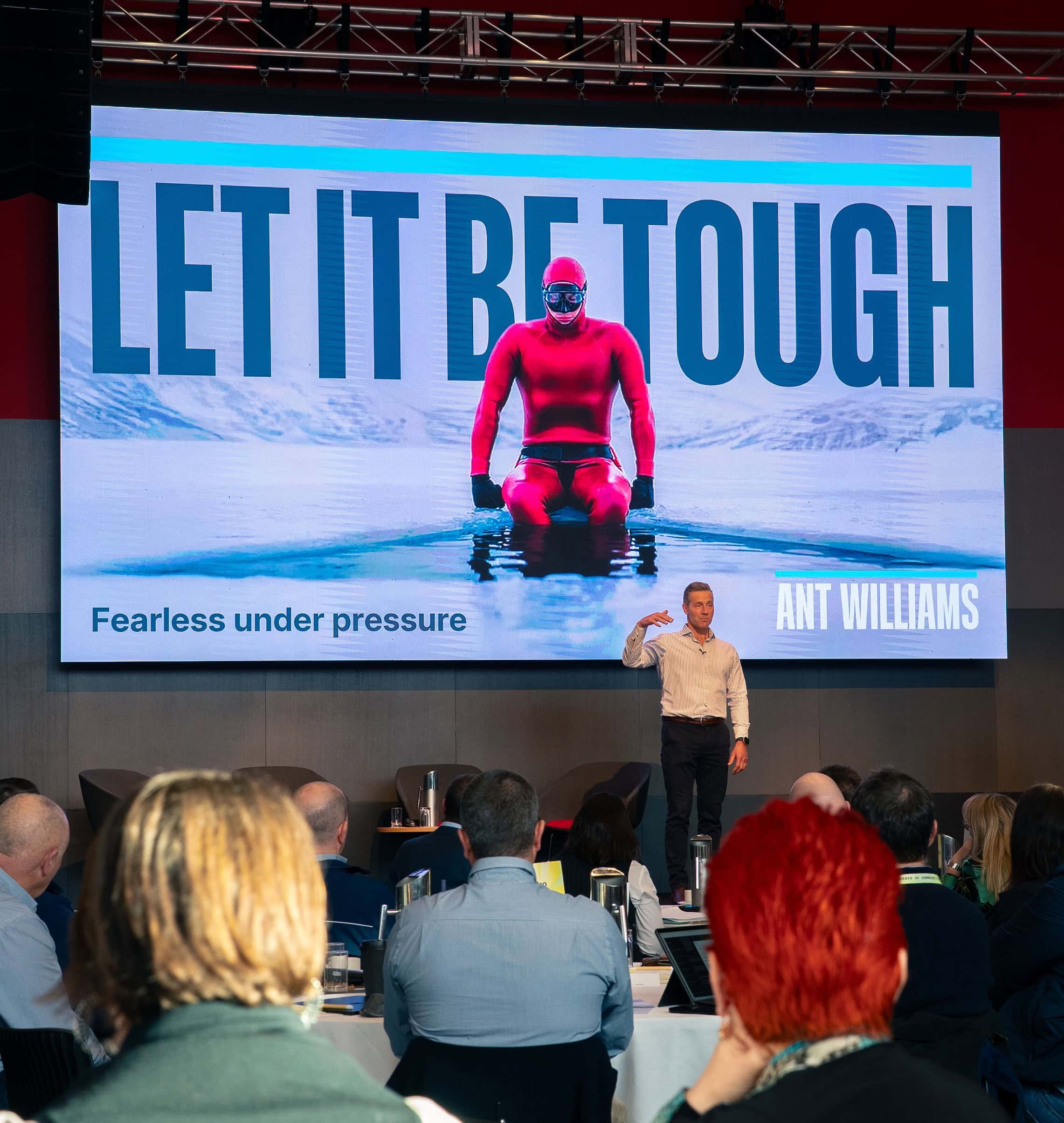 Ant Williams leadership speaker presenting on stage