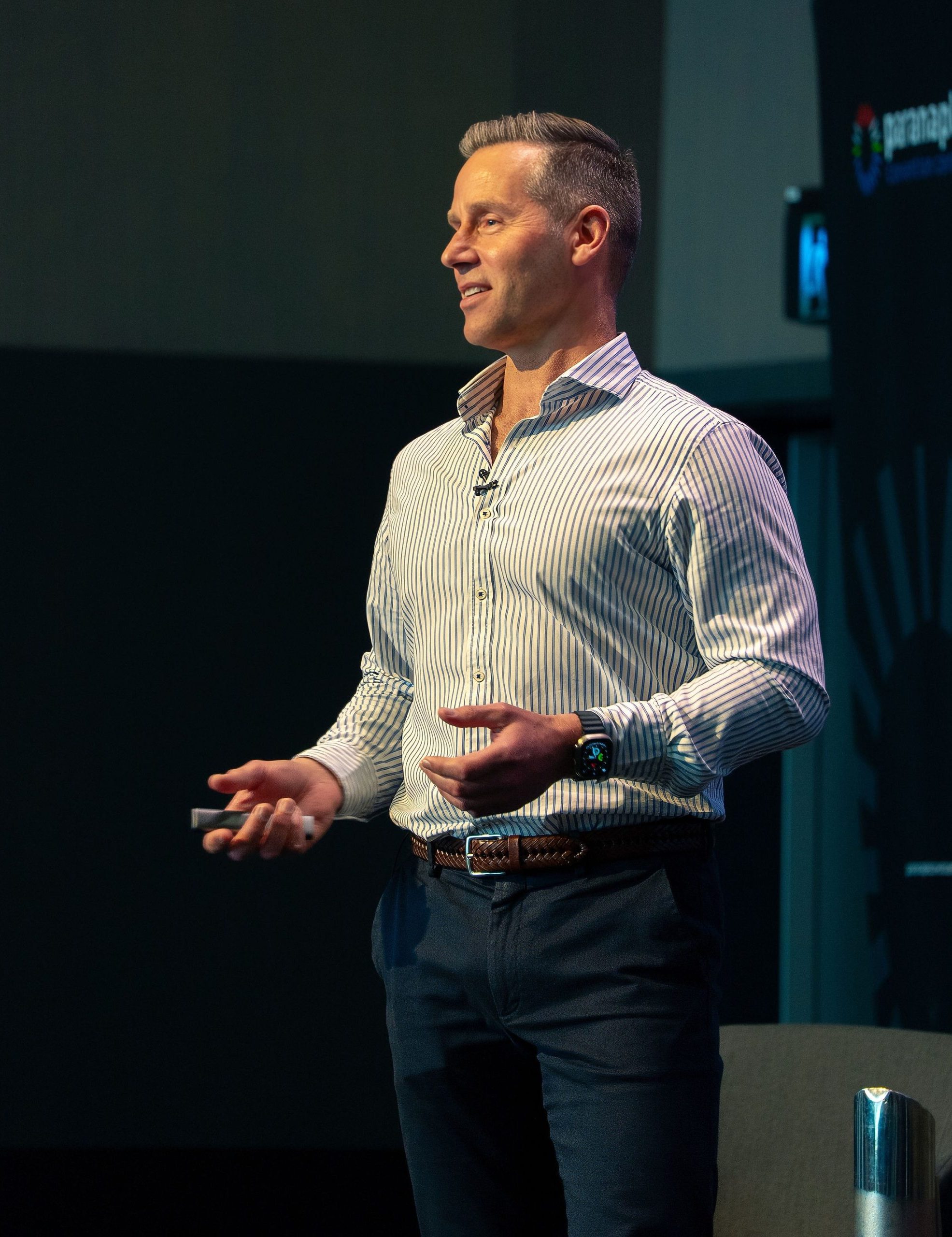 Ant Williams leadership speaker headshot on stage
