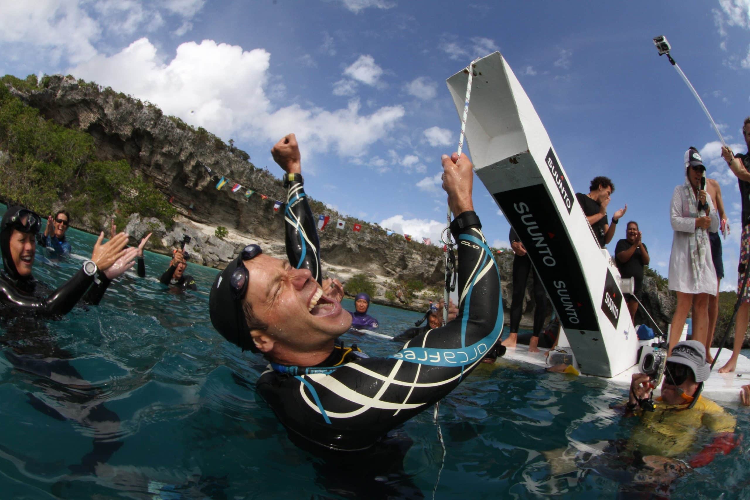 Celebrating a world record ice dive